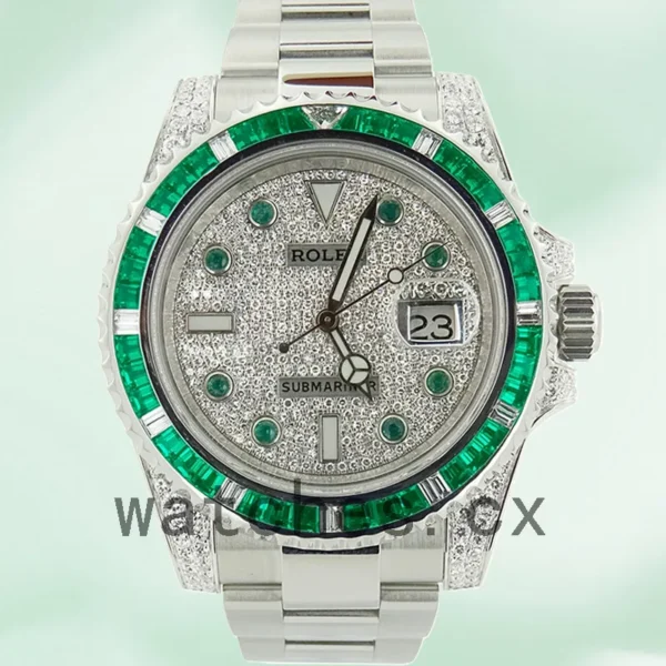 Rolex Submariner 40mm Men’s 116659 Silver-tone Diamond Paved Dial Replica Watches