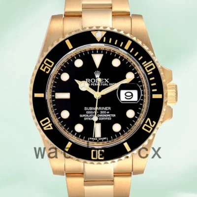 Rolex Submariner 116618LN-97208 Men’s 40mm Oyster Bracelet Gold-tone Replica Watches