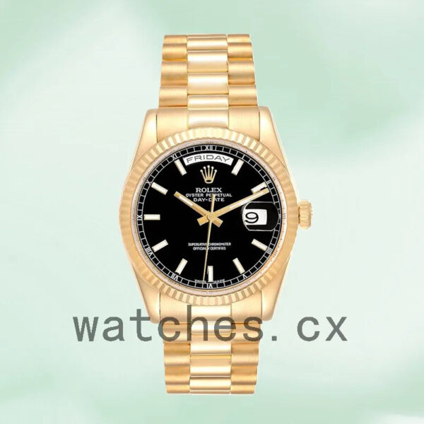 Rolex Day-Date 118238BKSP 36mm Men’s Black Dial Jubilee Bracelet Replica Watches