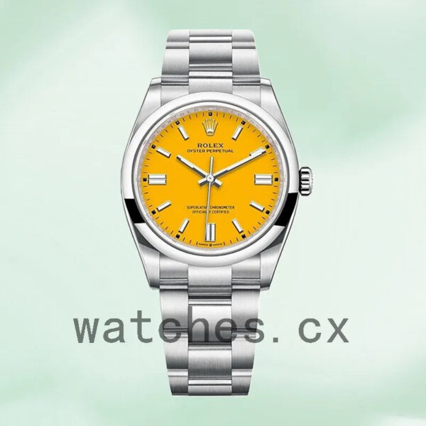 Rolex Oyster Perpetual 41mm m124300-0004 Unisex Yellow Dial Automatic Replica Watches - Image 2