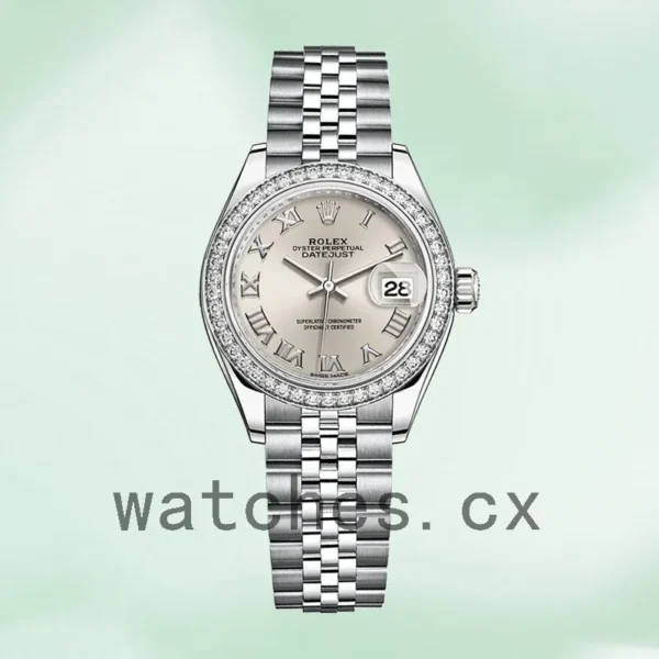 Rolex Datejust m279384rbr-0009 Ladies 28mm Silver Dial Silver-tone Replica Watches