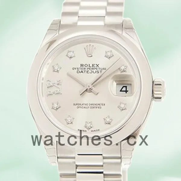 Rolex Datejust Ladies 28mm m279166-0001 President Bracelet Silver Diamond Dial Replica Watches