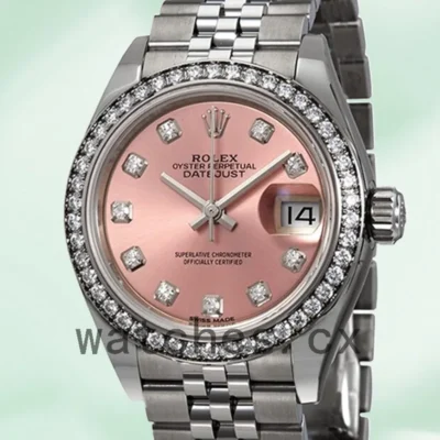 Rolex Datejust 28mm Ladies m279384rbr-0003 Pink Dial Silver-tone Replica Watches