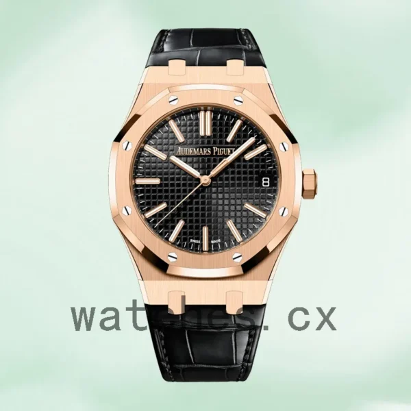 Audemars Piguet Royal Oak 15510OR.OO.D002CR.01 41mm Men’s Leather Strap Black Dial Replica Watches - Image 2