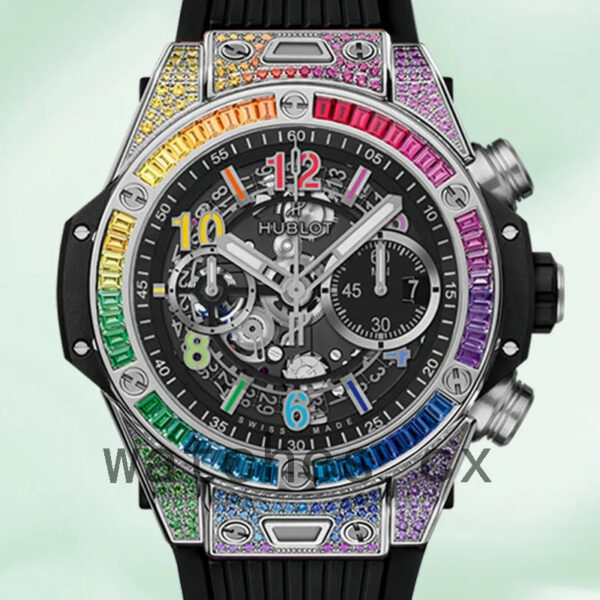Hublot Big Bang 44mm Men 421.NX.1117.LR.0999-001 Rubber Band Black Skeleton Dial Replica Watches