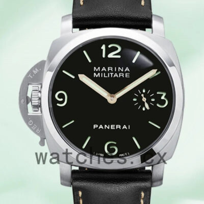 Panerai Luminor Marina PAM00217 44mm Men’s Leather Strap Black Dial Replica Watches