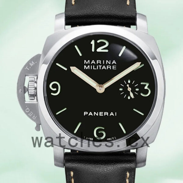 Panerai Luminor Marina PAM00217 44mm Men’s Leather Strap Black Dial Replica Watches