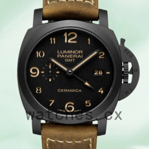 Panerai Luminor GMT Men’s 44mm PAM00441 Leather Strap Black Dial Replica Watches