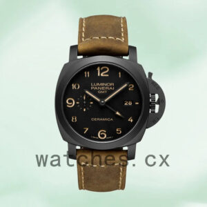 Panerai Luminor GMT Men’s 44mm PAM00441 Leather Strap Black Dial Replica Watches