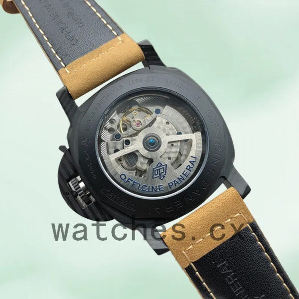 Panerai Luminor GMT Men’s 44mm PAM00441 Leather Strap Black Dial Replica Watches - Image 3