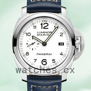 Panerai Luminor Marina PAM00499-001 44mm Men’s Leather Strap White Dial Replica Watches