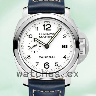 Panerai Luminor Marina PAM00499-001 44mm Men’s Leather Strap White Dial Replica Watches