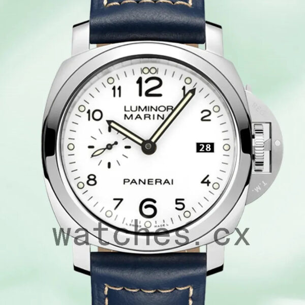Panerai Luminor Marina PAM00499-001 44mm Men’s Leather Strap White Dial Replica Watches