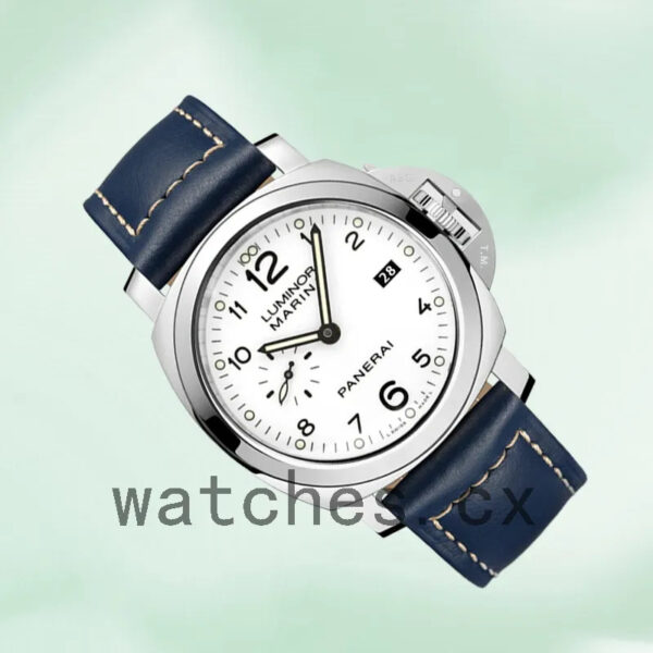 Panerai Luminor Marina PAM00499-001 44mm Men’s Leather Strap White Dial Replica Watches
