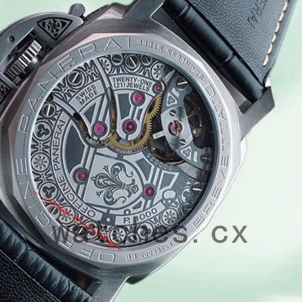 Panerai Luminor PAM00972 44mm Men’s Leather Strap Silver-tone Replica Watches - Image 3