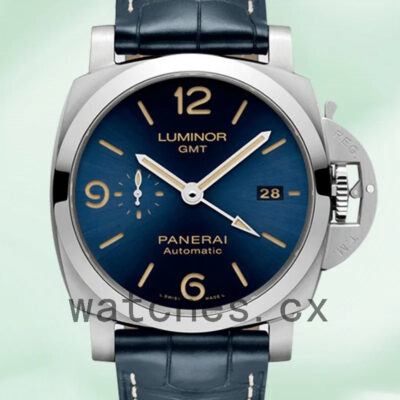 Panerai Luminor GMT 44mm PAM01033 Men’s Blue Dial Leather Strap Replica Watches