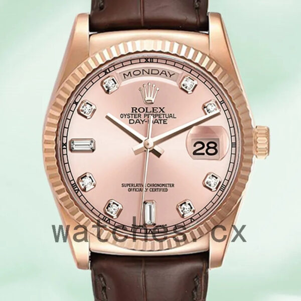 Rolex Day-Date 118135-0101 36mm Men’s Leather Strap Replica Watches