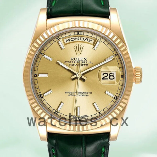 Rolex Day-Date Men’s m118138-0125 36mm Leather Strap Replica Watches