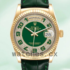 Rolex Day-Date 118138 36mm Men’s Green Dial Leather Strap Replica Watches