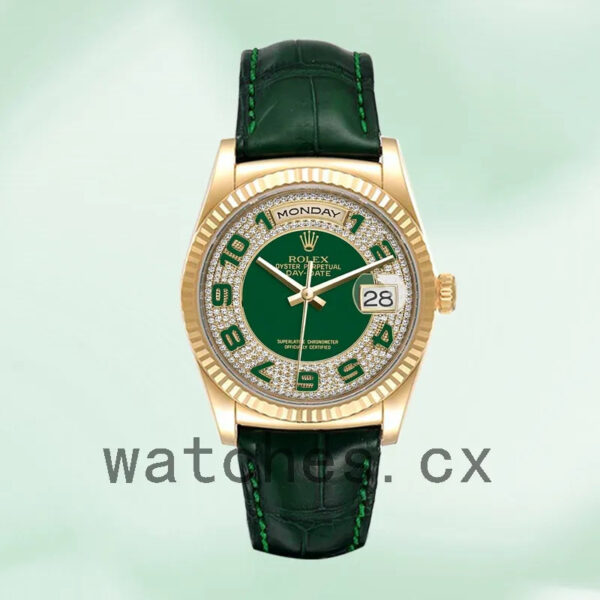 Rolex Day-Date 118138 36mm Men’s Green Dial Leather Strap Replica Watches