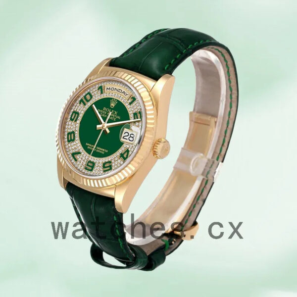 Rolex Day-Date 118138 36mm Men’s Green Dial Leather Strap Replica Watches