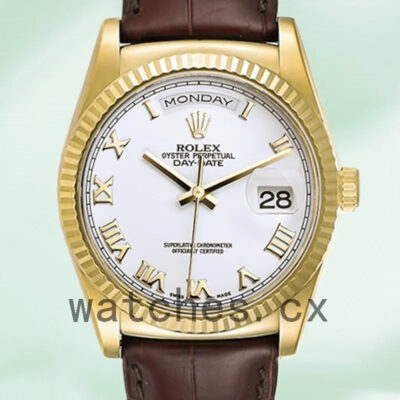 Rolex Day-Date m118138-0117 Men’s 36mm Gold-tone White Dial Replica Watches
