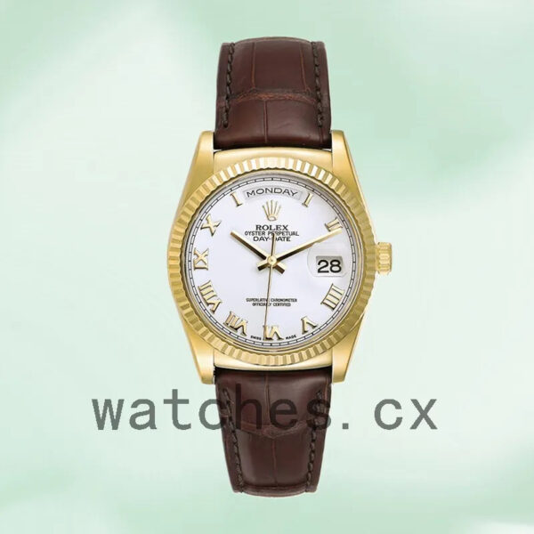Rolex Day-Date m118138-0117 Men’s 36mm Gold-tone White Dial Replica Watches