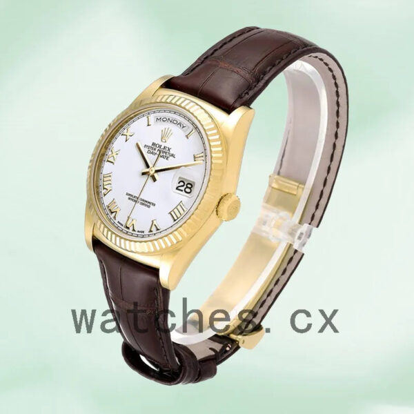 Rolex Day-Date m118138-0117 Men’s 36mm Gold-tone White Dial Replica Watches