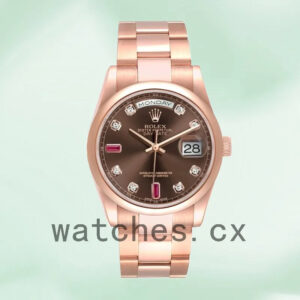 Rolex Day-Date 36mm Men’s 118205 Brown Dial Rose Gold-tone Replica Watches