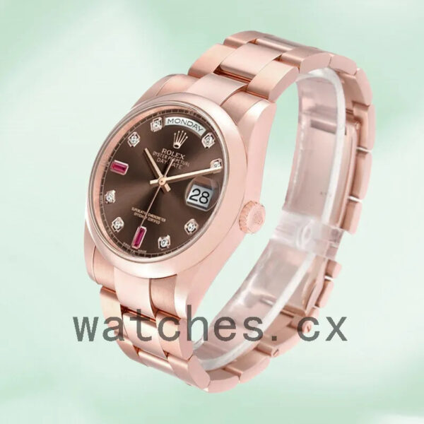 Rolex Day-Date 36mm Men’s 118205 Brown Dial Rose Gold-tone Replica Watches