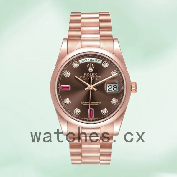 Rolex Day-Date 36mm Men’s 118205 Brown Dial Rose Gold-tone Replica Watches - Image 5