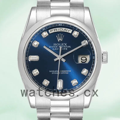 Rolex Day-Date 118206 Men’s 36mm President Bracelet Blue Dial Replica Watches