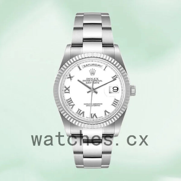 Rolex Day-Date Men’s 118239-83209 36mm Silver-tone White Dial Replica Watches - Image 5