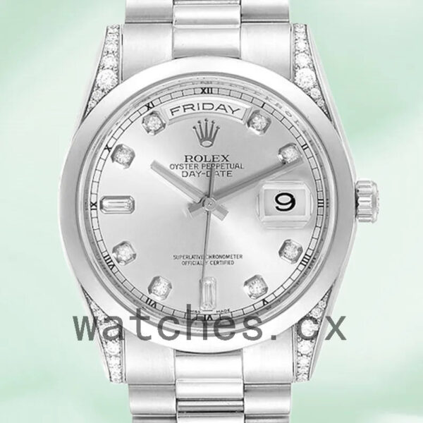 Rolex Day-Date Men’s 118296 36mm Silver-tone Automatic Replica Watches