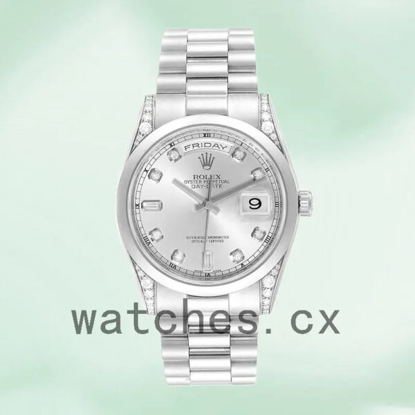 Rolex Day-Date Men’s 118296 36mm Silver-tone Automatic Replica Watches