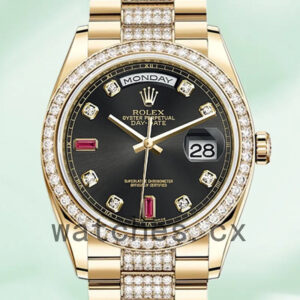 Rolex Day-Date m118348-0149 Men’s 36mm Black Dial Automatic Replica Watches