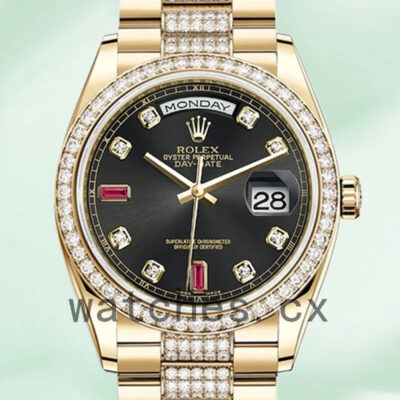 Rolex Day-Date m118348-0149 Men’s 36mm Black Dial Automatic Replica Watches