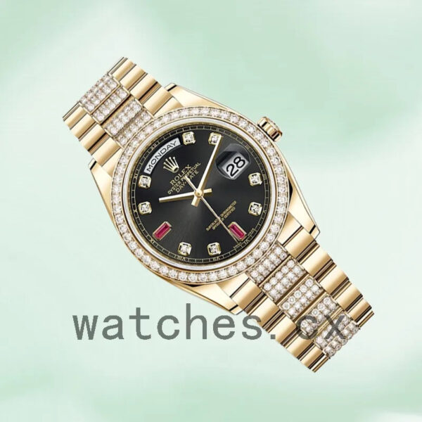Rolex Day-Date m118348-0149 Men’s 36mm Black Dial Automatic Replica Watches
