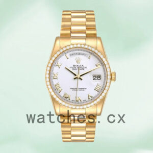 Rolex Day-Date 36mm Men’s m118348-0150 White Dial Oyster Bracelet/President Bracelet Replica Watches