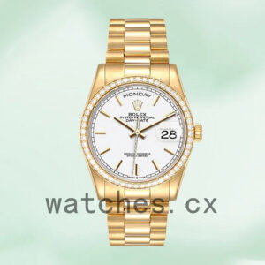 Rolex Day-Date Men’s 36mm m128348rbr-0047 Gold-tone White Dial Replica Watches