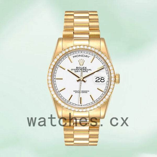 Rolex Day-Date Men’s 36mm m128348rbr-0047 Gold-tone White Dial Replica Watches