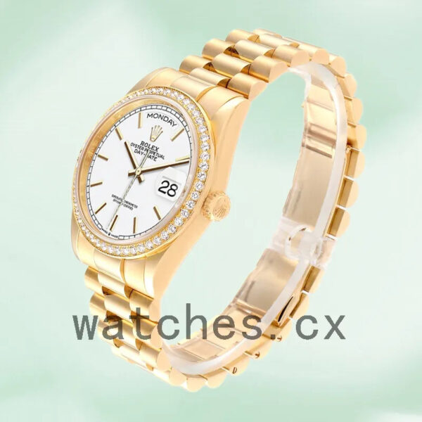 Rolex Day-Date Men’s 36mm m128348rbr-0047 Gold-tone White Dial Replica Watches