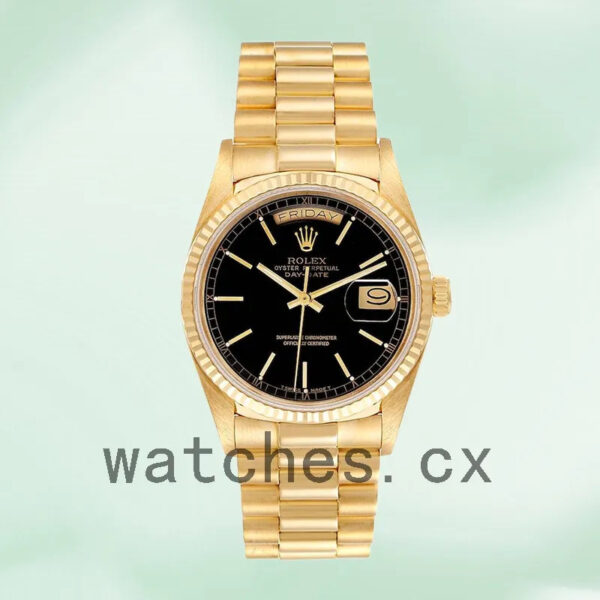 Rolex Day-Date Men’s 36mm 18038 Automatic Black Dial Replica Watches