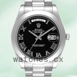 Rolex Day-Date 218206 41mm Men’s Black Dial Silver-tone Replica Watches