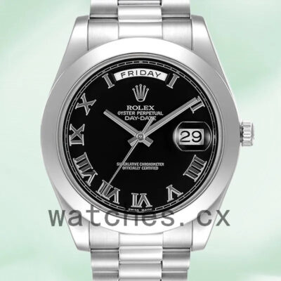Rolex Day-Date 218206 41mm Men’s Black Dial Silver-tone Replica Watches