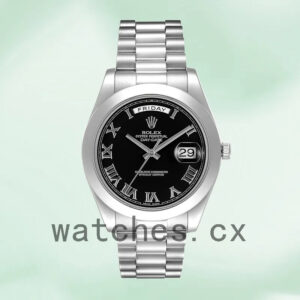 Rolex Day-Date 218206 41mm Men’s Black Dial Silver-tone Replica Watches