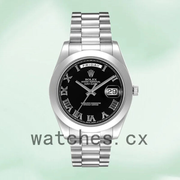 Rolex Day-Date 218206 41mm Men’s Black Dial Silver-tone Replica Watches