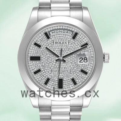 Rolex Day-Date Men’s 41mm 218206 Diamond Pave Dial Replica Watches