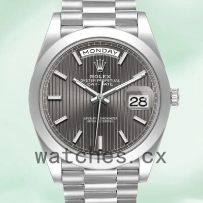 Rolex Day-Date 40mm Men’s m228206-0011 Silver-tone Dark Rhodium Dial Replica Watches