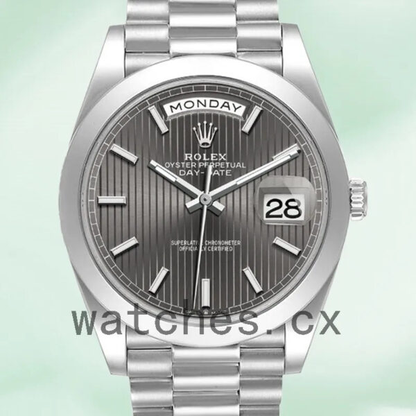Rolex Day-Date 40mm Men’s m228206-0011 Silver-tone Dark Rhodium Dial Replica Watches